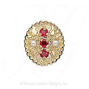 GS315 R/PL - 14 Karat Gold Slide with Ruby center and Pearl accents 